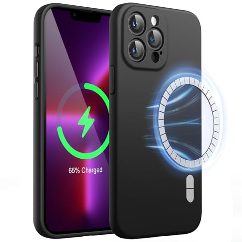 JETech Magnetische Silikon Hülle für iPhone 13 Pro Max, Schwarz