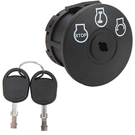 Commutateur D'allumage de Démarreur Tondeuse Moteur Interrupteur de Démarrage 3 Positions avec 2 Clés de Remplacement pour Tondeuse