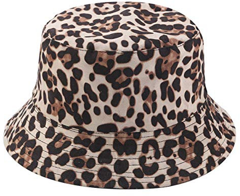 Fischerhut mit Leopardenmuster, trendiges Tiermuster, Fischerhüte für Damen, wendbar, verstaubar, beige, Einheitsgröße