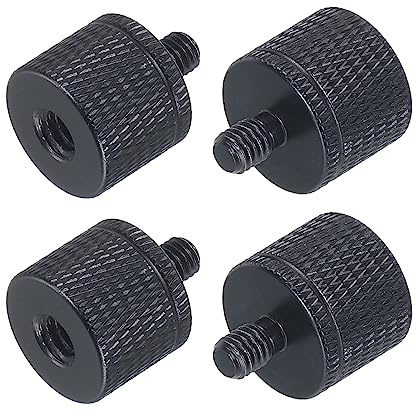 QUARKZMAN 4Stk Mikrofonständer Adapter 1/4 Buchse auf M5 Männlich Schwarz | Kamera Schraubgewinde Adapter, Für Mikrofon Stativständer, 1/4, M5