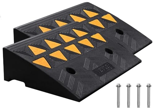 VEVOR Rubber Curb Ramp 5 Rise Height 2 Pack, Heavy-Duty 33069 lbs/15 T Capacity Threshold Ramps, Rubber Driveway Ramps for Cars, Carts, Dollies, Motorcycle, Bikes, Wheelchairs