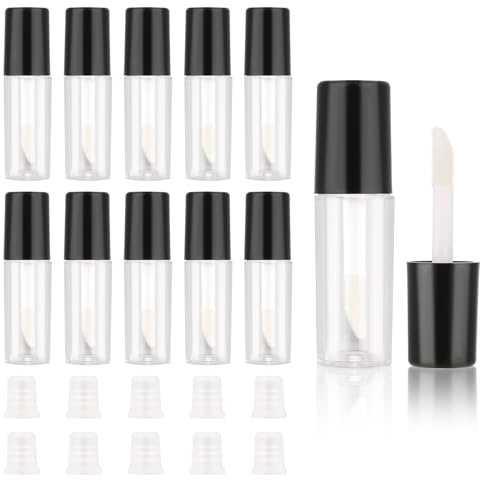 Molain Leere Tuben Lip Gloss Tubes, 10 Stück Nachfüllbare Tuben Klare Kosmetik Behälter, Lipgloss Tube für Lipgloss Kosmetik Make-up(schwarz) | Klare Kosmetik Behälter, Lipgloss Tube für Lipgloss Kosmetik Make-up(schwarz)