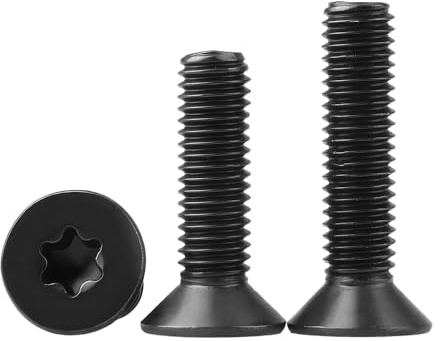 Qrity 50 Stück Senkkopfschrauben mit Torx, M4 x 10 mm Maschinenschrauben, Kohlenstoffstahl, Gewindeschrauben, Schwarz
