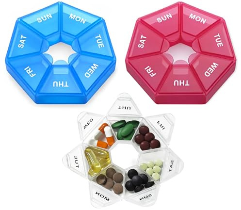 VINEST 3 Stück Tablettenbox 7 Tage Klein, Tragbare Medikamentenbox 7 Tage, Feuchtigkeitsbeständiger Pillendose Klein für Unterwegs, Mini Pillenbox Tabletten Organizer für Erwachsene ältere Menschen