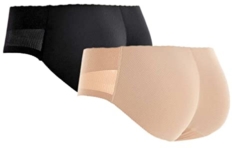 SUIUOI Calzoncillos para Mujer Butt Lifter Bodyshaper,Po Push Up Calzoncillos Butt Lifter Enhancer Shapewear Ropa Interior, Transpirable Miderpants Ropa Interior Moldeadora de Figura, Negro y Beige.,