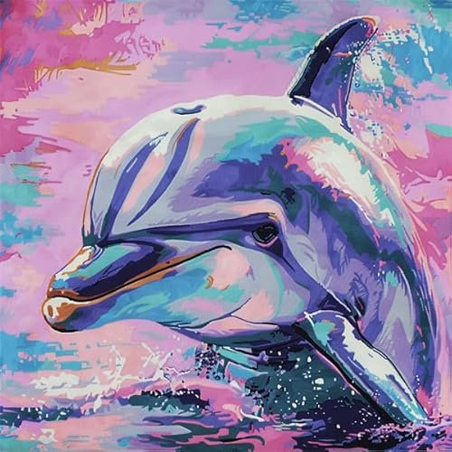 kitphoenix Knüpfen Kissen Set Delfin 3D Handgemachte Geschenke Knüpfteppich für Kinder und Erwachsene Knüpfset 43cm X 43cm