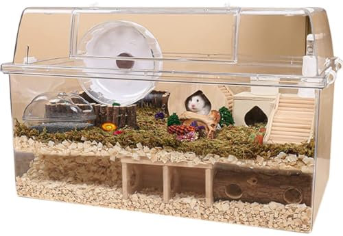 forestalk Großes Hamsterhaus Mit Vorder- Und Obertür, Vollständig Transparenter Acryl-mäusekäfig, Atmungsaktives Lebensraumhaus Für Kleine Tiere