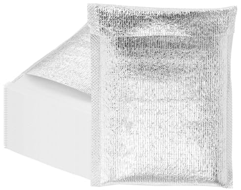 sourcing map Reusable Thermal Insulation Bags,9.8x7.9 Inch Self Seal Thermal Box Liners Insulation Aluminum Foil Pearl Cotton Bag for Food,Cosmetics, Pack of 25