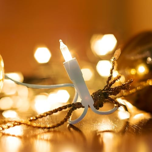 Spetebo Weihnachtsbaum Lichterkette mit 50 Birnen warm weiß - 10 m | Weihnachtsdeko Tannenbaum Beleuchtung, mit Stecker, Innen, kabelgebunden