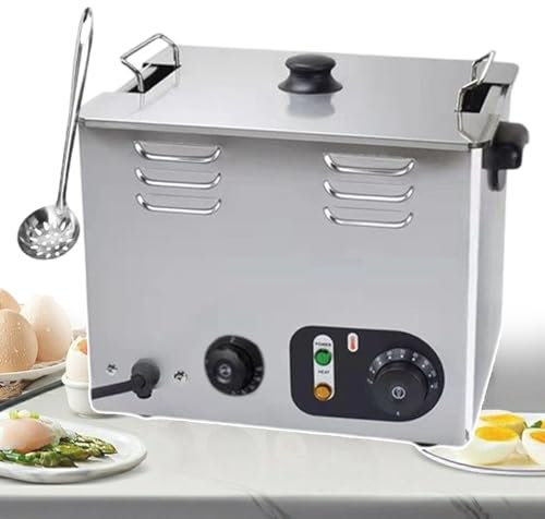forplubossmmp Hervidor De Huevos Eléctrico con Temporizador Y Termostato De 30 A 110℃, Hervidor De Huevos De Aguas Termales con Canasta De Malla Y Colador para Comercial, Gran Capacidad 45 Huevos