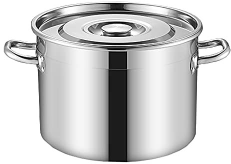 GUHPZA Olla Grande con Tapa, Olla de Acero Inoxidable, Olla de Acero Inoxidable Gruesa con Mango Mejorado, 35 x 22 cm (20 l)