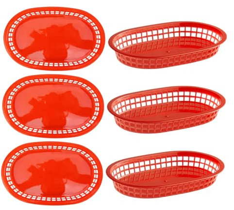 Amosfun 6piezas Bandejas Multifuncionales para Cesta De Pan Hamburguesas y Papas Fritas para Eventos y Reuniones