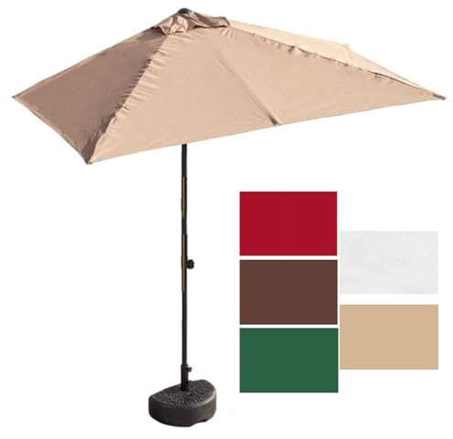 Ombrellone piccolo da 2 m/2,5 m, con base d'acqua regolabile in altezza, rettangolare, telaio in acciaio, per giardino e balcone (cachi, taglia S)