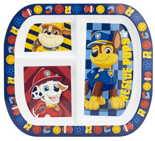 STOR Paw Patrol Kinderteller mit 3 Fächern, 772ml BPA-frei Kunststoff, Mikrowellengeeignet, Kindergeschirr für Kleinkinder