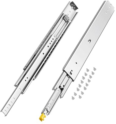 VEVOR Glissière de tiroir à extension complète, 1 paire, coulisse de tiroir verrouillable, 610 mm, capacité de charge 226,8 kg, rail coulissant à montage latéral, avec roulement à billes et verrous
