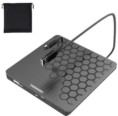 External CD DVD Drive, 0.5″ Ultra Slim USB 3.0 Type-C DVD Player, CD DVD+/-RW Optical Drive, Portable DVD CD Burner Reader Writer Recorder for Laptop, Desktop, Mac, Windows 11/10/8/7, Linux, Black