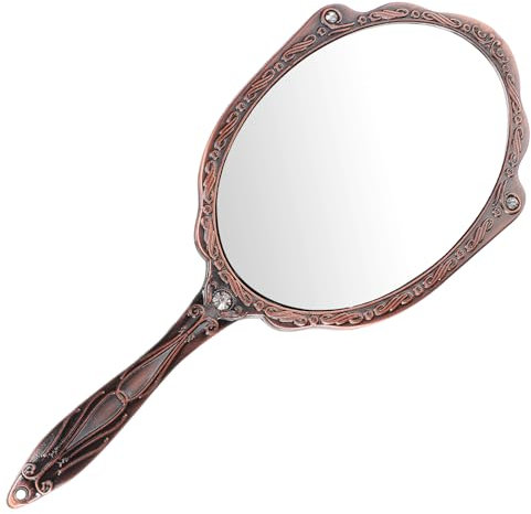 WRITWAA Kompakter Vintage-handspiegel Mit Griff Tragbarer Schminkspiegel Für Damen Hochauflösender Klare Spiegelung Drehbar Robuste Metallkonstruktion