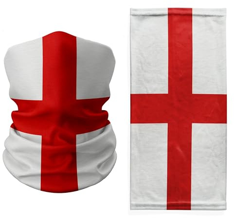 St. George’s Cross England Flag – Multifunctional Neck Gaiter, Lightweight and Breathable Face Cover for Outdoor Protection, Sports, and Travel
