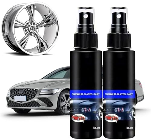 Refurbishing Agent Spray for Chrome-Plated Parts, Chrom Spray, Chrompolitur Auto zur Reinigung & Chrompflege, Entfernt Blindstellen und Rost an Chromteilen, Langzeit Korrosionsschutz und Glanz (2PC)