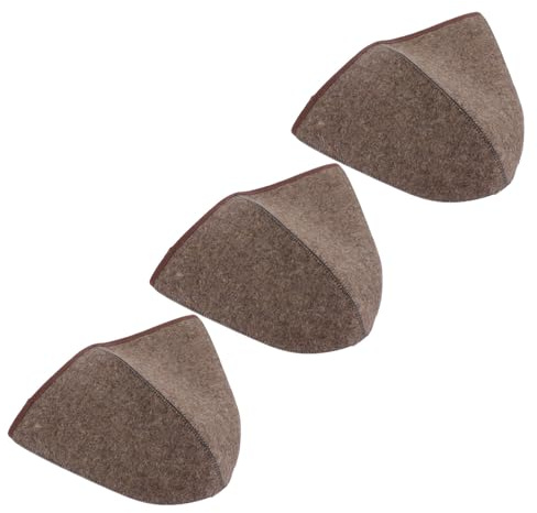 GARVALON 3 PCS Thick Wool Felt Sauna Cap Insulated High Top Bathing Hat for Steam Hair Protection Unisex Sauna Accessories for Hair Spa and Shower