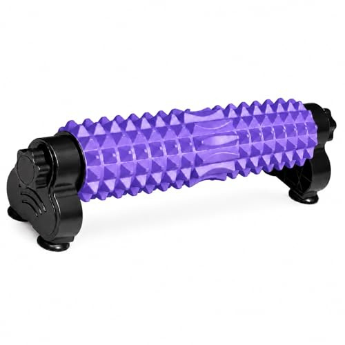 GOOGO Rodillo de fascia con soporte, 54 cm, rodillo para columna y espalda, yoga, pilates, estiramientos, relajación muscular, masaje para espalda, cuello y piernas (lila)