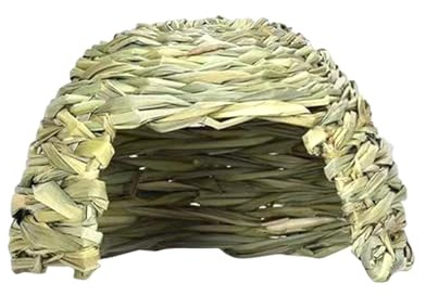 Kuntesetty Refugio de Hierba Conejo Juguete de Paja Natural para Mascotas Pequeñas con Material Tejido Adecuado para Chinchilla Hamster Hurón, 21cmx14cm
