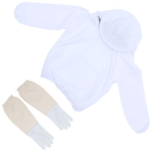 Ciieeo Conjunto de Ropa de Apicultor de Color Claro Chaqueta de Apicultor y Guantes Largos de Tela para Protección Completa y Trabajo Seguro en Apicultura