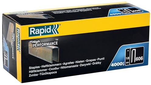 Rapid Schmalrückenklammern Typ 606, 18 mm, 4.000 Stk. | Geharzte Oberfläche für sicheren Halt; galvanisierter Stahl; für Holzverkleidungen, Böden und Innenausbau; 18 mm; 4.000 Stk.
