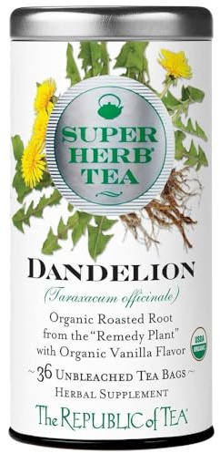 The Republic of Tea — Organic Dandelion SuperHerb Tea Tin, 36 Herbal Tea Bags, Naturally Caffeine-Free