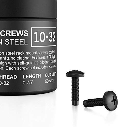 AC Infinity Carbon Steel 10/32 Rack Screws and Nylon Washers. 50-Piece Set for Equipment Server Racks, enclosures, and cabinets.
