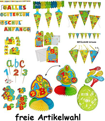 alles-meine.de GmbH XL Set - Deko & Girlanden - Schulanfang - Schultüte & Zuckertüten - Kinder/Partykette - Wimpelkette - Party - Schuleinführung Schule - Schulbeginn Fest ..