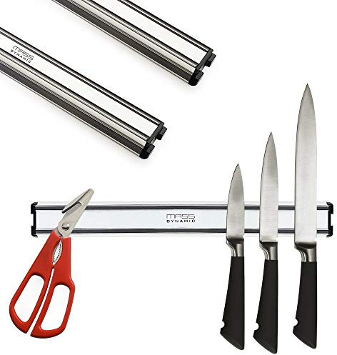 MASS DYNAMIC Magnetic Knife Holder for Wall – 32cm Aluminium Magnetic Knife Rack – Strong Wall-Mounted Kitchen Knife Organiser – Lightweight Utensil & Tool Storage Strip