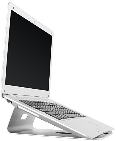 RICOO Laptop Ständer für MacBook MTS-01Aliminium Notebook 11-15 Zoll Kühlung / 11/28cm - 15/38cm Zoll Laptop Halterung Stand mit Silikonpads Kabelmanagment Schreibtisch Silber