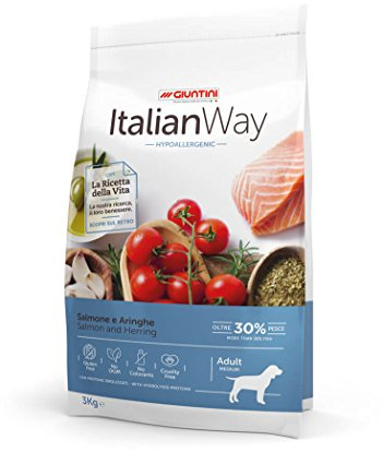 Italian Way Cibo per Cani Ipoallergenico Salmone e Aringhe - Adult - Medium - 12 kg