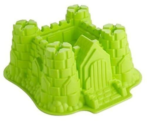 GMMH Silikonbackform XXL Burg Schloss Form (Grün), Antihaft Kuchenform Kuchen Backform Brotbackform Obstbodenform