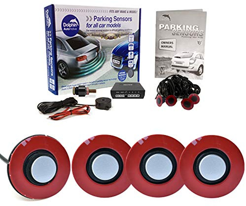 Dolphin Automotive DFM400 Reverse Parking Sensors Flush Mount OEM Style 4 Ultrasonic Radar Sensor Kit Audio Alert System - Silver