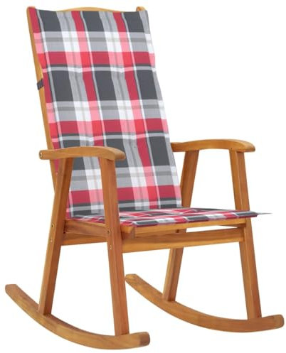 vidaXL Akazienholz Massiv Schaukelstuhl mit Auflagen Schaukelsessel Stuhl Gartenmöbel Relaxstuhl Holzstuhl Schwingsessel Gartenstuhl