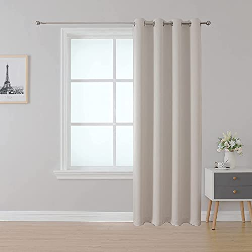 Upcortinassi Feuerhemmender Vorhang, schwer entflammbar, Verdunkelungsvorhänge, Raumverdunkelung für Schule, Klassenzimmer, Wohnheim, Pflegeheim, Hellbeige, 132 x 213 cm, 1 Teil