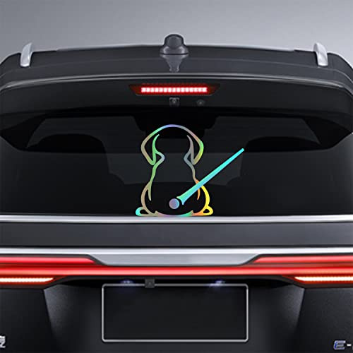 Dreothy Dog Decals,Waterproof Rear Wiper Decal Cartoon Funny Dog Moving Tail Stickers for Car Rear Dog Windshield Wiper Decal Vinyl Dog Stickers Car Window Stickers(Rainbow Silver)