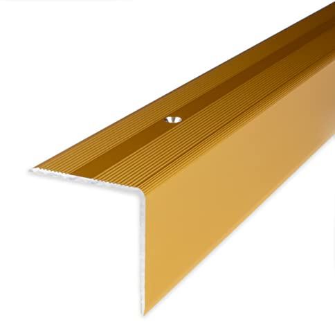 PROVISTON | Treppenkante | Aluminium eloxiert | Goldfarbig | Breite 40 mm | Höhe 42 mm | Länge 1000 mm | Gebohrt | Treppenkantenprofil | Treppenwinkel | Winkelprofil | Kombiwinkel | 1 Stück