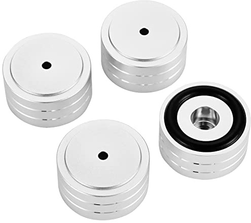 Knpwer 4 Stück Aluminium Lautsprecher Lsolationsfüße für HiFi-Plattenspieler,40 x 20mm Lautsprecher-Stoßdämpferfüße (Schwarz) (Silver)