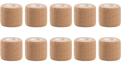 LTLCLZ 10Rollen Sport Selbstklebende Elastische Bandage Wrap Atmungsaktives Kohäsives Band Elastoplast Für Verletzungen Finger Handgelenk Knöchel Erste Hilfe,Flesh,10CM