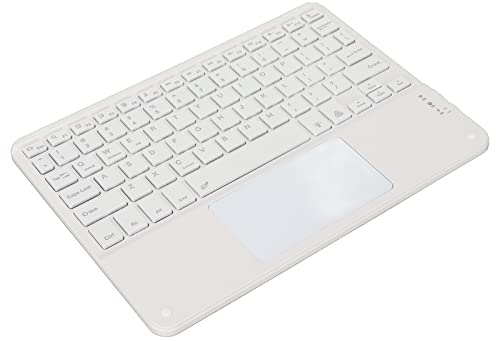 Tastiera wireless con touchpad, tastiera wireless ultra sottile ergonomica, touchpad quadrato Compact Keycap, retroilluminazione RGB per smartphone, tablet, laptop, computer desktop (bianco)
