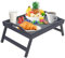 Mosii Grey Bamboo Multipurpose Lap Tray & Foldable Legs Table, Foldable Bed Tray With Handles, Ideal For Breakfast In Bed, Sofa, Eating, Working, Serving, Drawing, Laptop Stand & Snack Tray