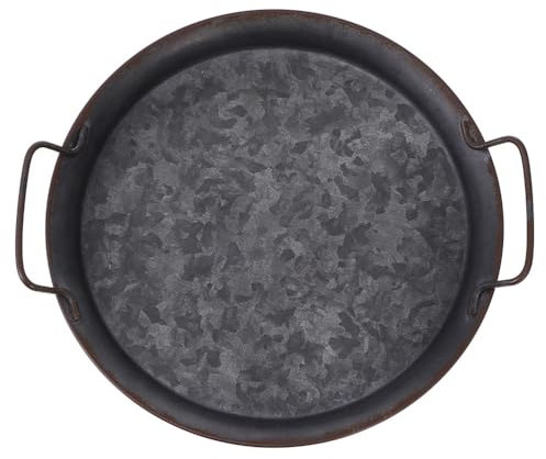 TOPBATHY Vassoio Portaoggetti in Rotondo Nero Piastra di Stoccaggio Piatto da Portata per Pane Snack Frutta Secca Colazione Bistecca Decorazione Casa Resistente alle Collisioni