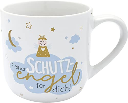 GRUSS & CO Stor kopp med motiv liten skyddsängel | stengods, jumbokopp 50 cl, presentbanderoll, kopp med ordspråk | skyddsängel, presentängel, dop, nattvardsgång, nyårsafton, baby | 48479