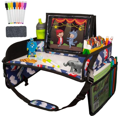 Lusso Gear Kinder-Reisetablett für Auto – Roadtrip Essentials für Kinder – Autositz-Tablett für Kleinkinder und Kinder – Knietablett für Flugzeug, Kinder-Reiseschreibtisch, Roadtrip-Aktivitäten