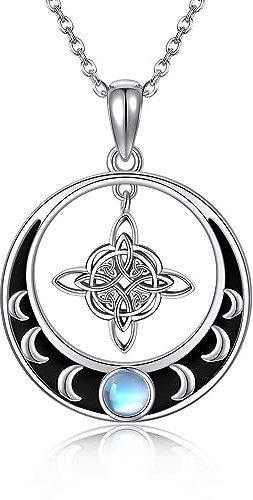JERWLI Collier de sorcière avec nœud magique en argent sterling 925, pendentif païen, croix celtique, bijoux pour femmes et filles, cadeaux, Argent sterling