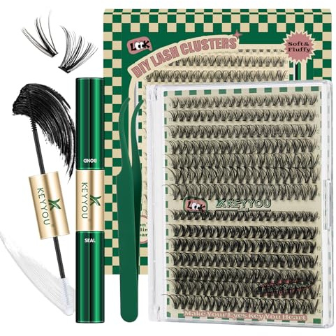 Wimpernverlängerungs-Set, 280 Stück, 30D&40D, 9–16 gemischte Wimpernverlängerungs-Set, Wispy, einzelne Wimpern, DIY-Wimpern-Cluster-Kit mit Wimpernbindung und Dichtungs-Lash-Applikator für Anfänger zu