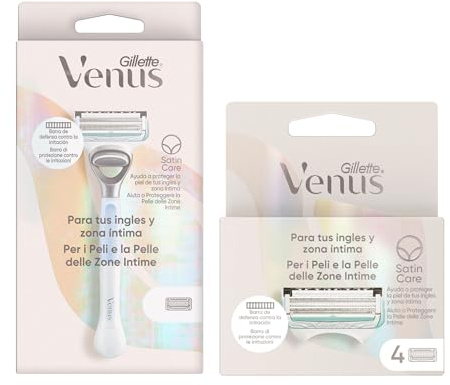 Bundle Gillette Venus Maquinilla De Depilación Para Mujer Para Ingles Y Zona Íntima, 1 Mango + 1 Recambio + Gillette Venus Maquinilla De Depilación Para Ingles Y Zona Íntima, Pack De 4 Recambios